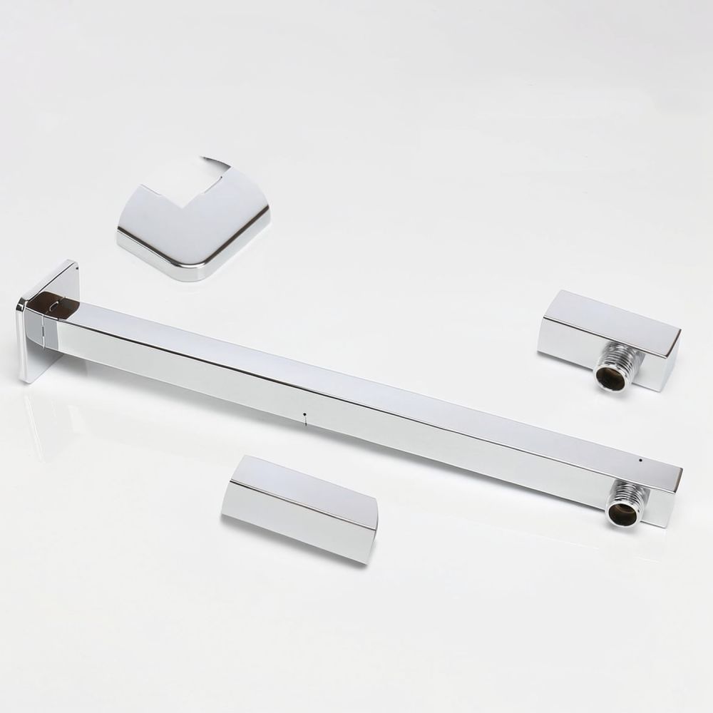 Rainfall Shower Head Ceiling Mount 16 Inch - Modern Matte Black Square Showerhead Arm