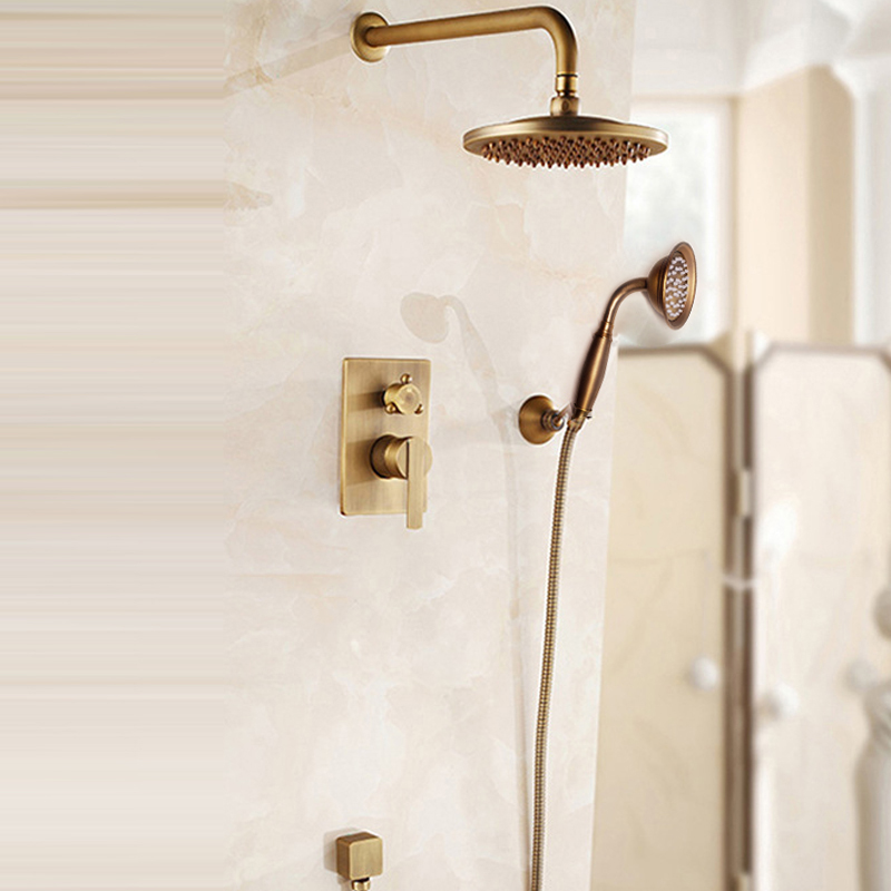 Concealed Thermostatic Shower System Set - Antique Brass Concealed Shower Set Bathroom