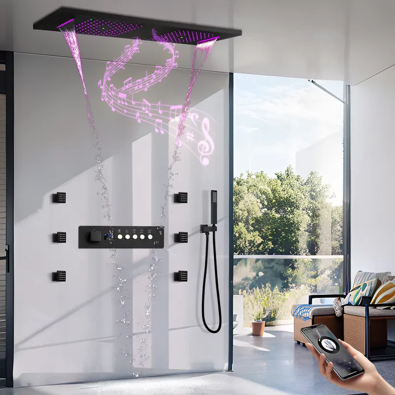 Concealed Thermostatic Shower System Set - Smart Ceiling Rain Shower Set 36x12