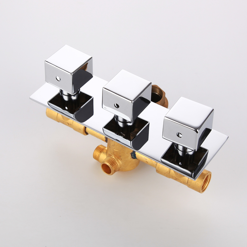Thermostatic Shower Faucet Valve 3 Way - Brass Concealed 3-Way Shower Diverter Thermostatic