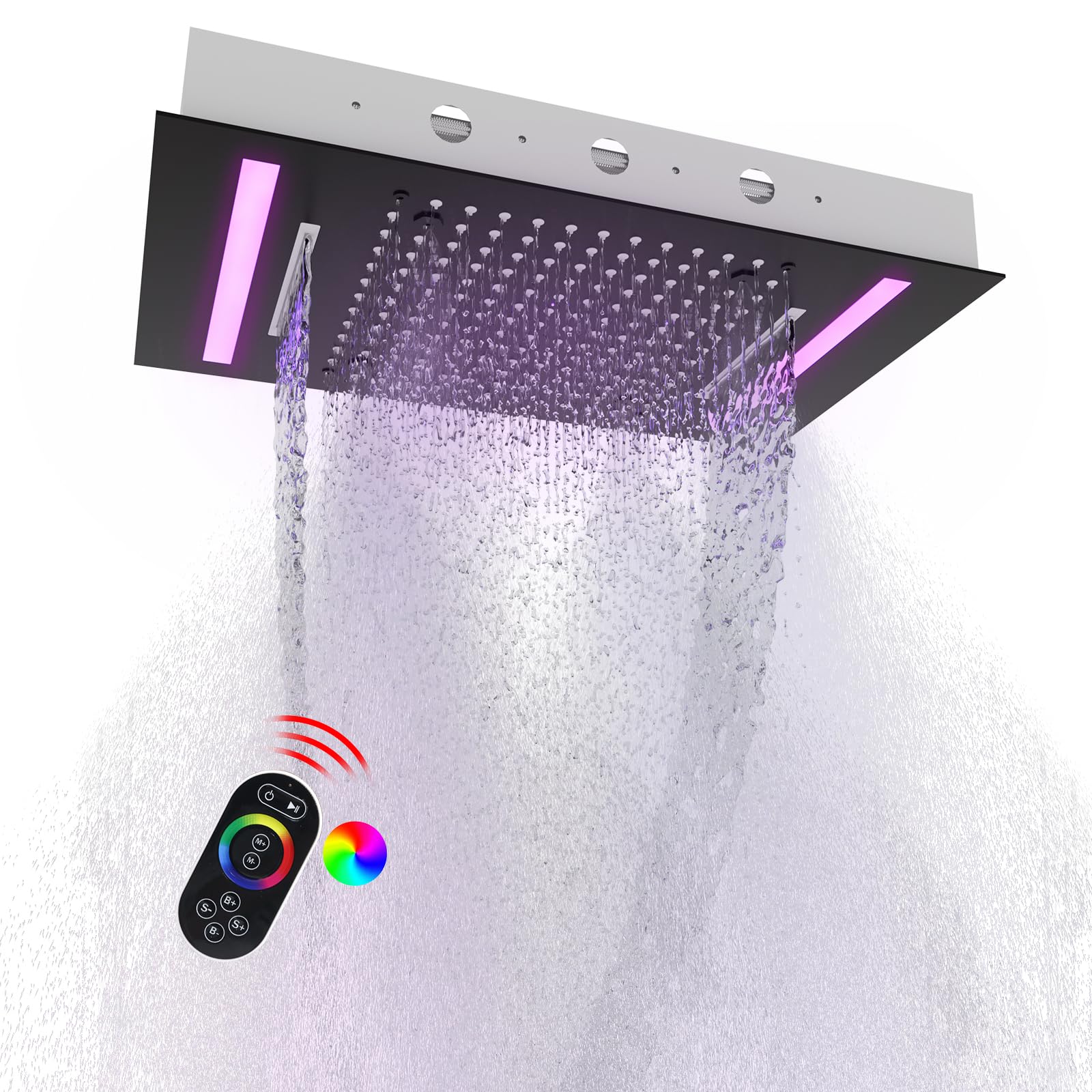 Led Rainfall Shower Head Waterfall - Chrome 304 Stainless Steel 14x20inch LED