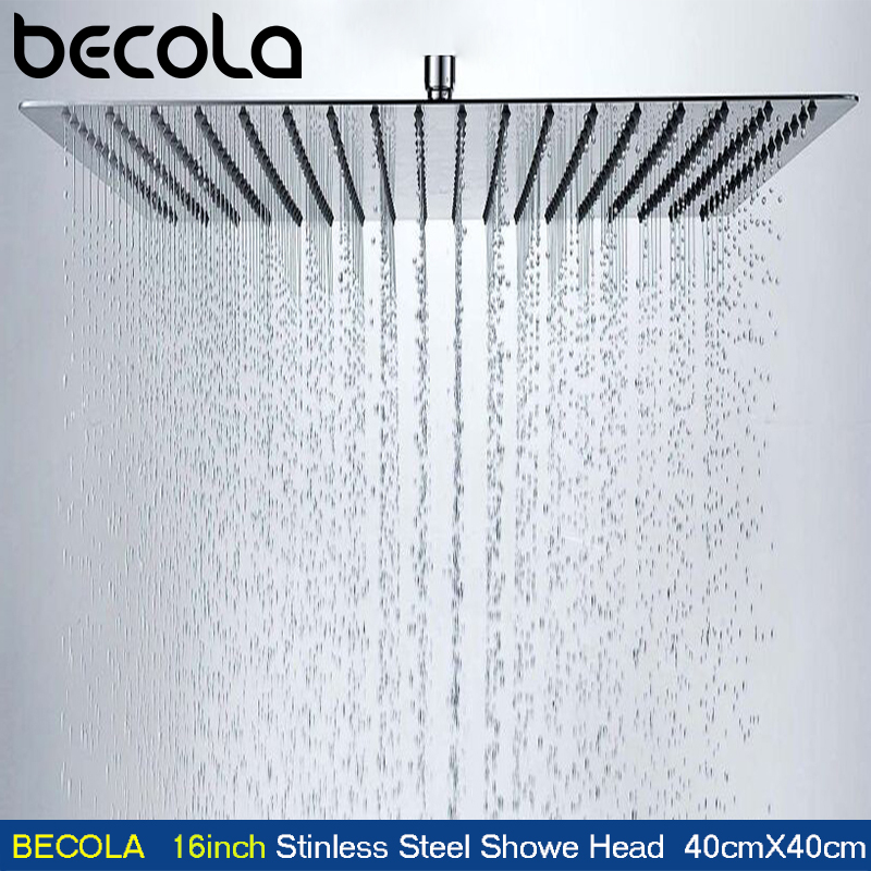 Rainfall Shower Head Ceiling Mount 16 Inch - Becola 16Inch 40cmX40cm Square Stainless Steel