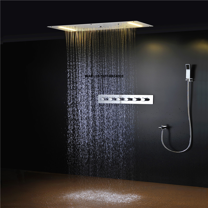 Led Rainfall Shower Head Waterfall - Luxury LED Multi-function Shower Set Mist