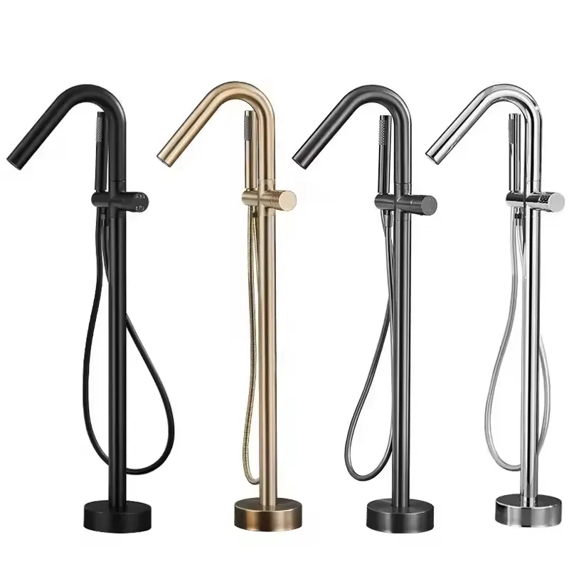 Freestanding Bathtub Filler Faucet Floor - Copper Freestanding Bath Shower Mixer Floor