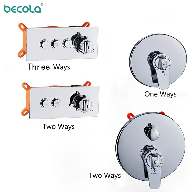 Thermostatic Shower Faucet Valve 3 Way - Concealed Mounted MixerBrass Wall Box Mixing