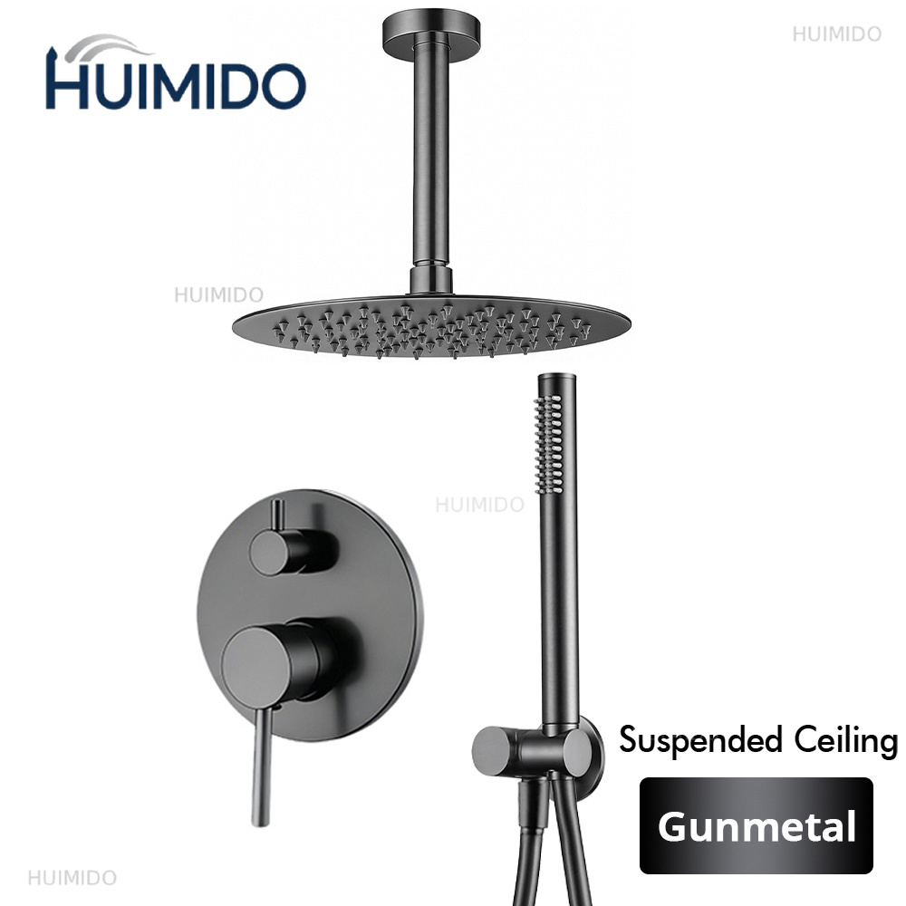 Shower Arm Ceiling Mount Brass Chrome - Matte Black Faucet 8-12‘’Rain Shower Head