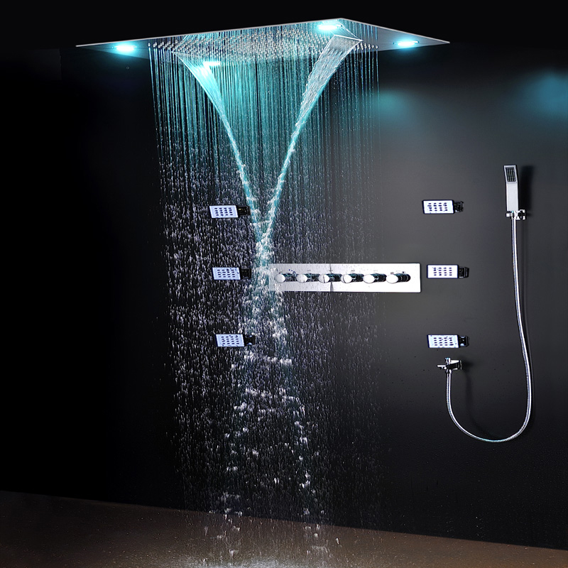 Big LED Shower Faucets Bathroo - Led Rainfall Shower Head Waterfall recension och pris