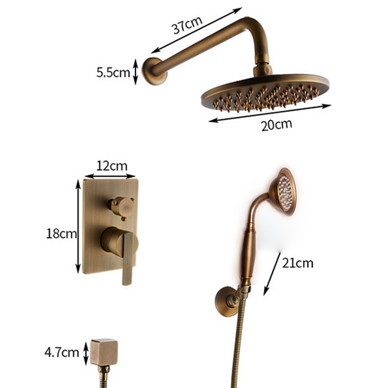 Antique Brass Concealed Shower - Concealed Thermostatic Shower System Set recension och pris