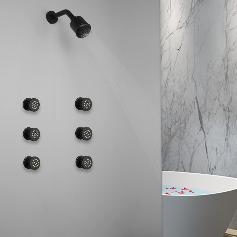 Chrome Black Body Sprays Round - Shower Body Jet Massage Spray Square recension och pris