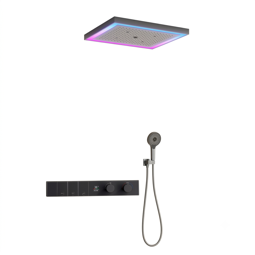 600x500 Square 4 Function Rain - Concealed Thermostatic Shower System Set recension och pris