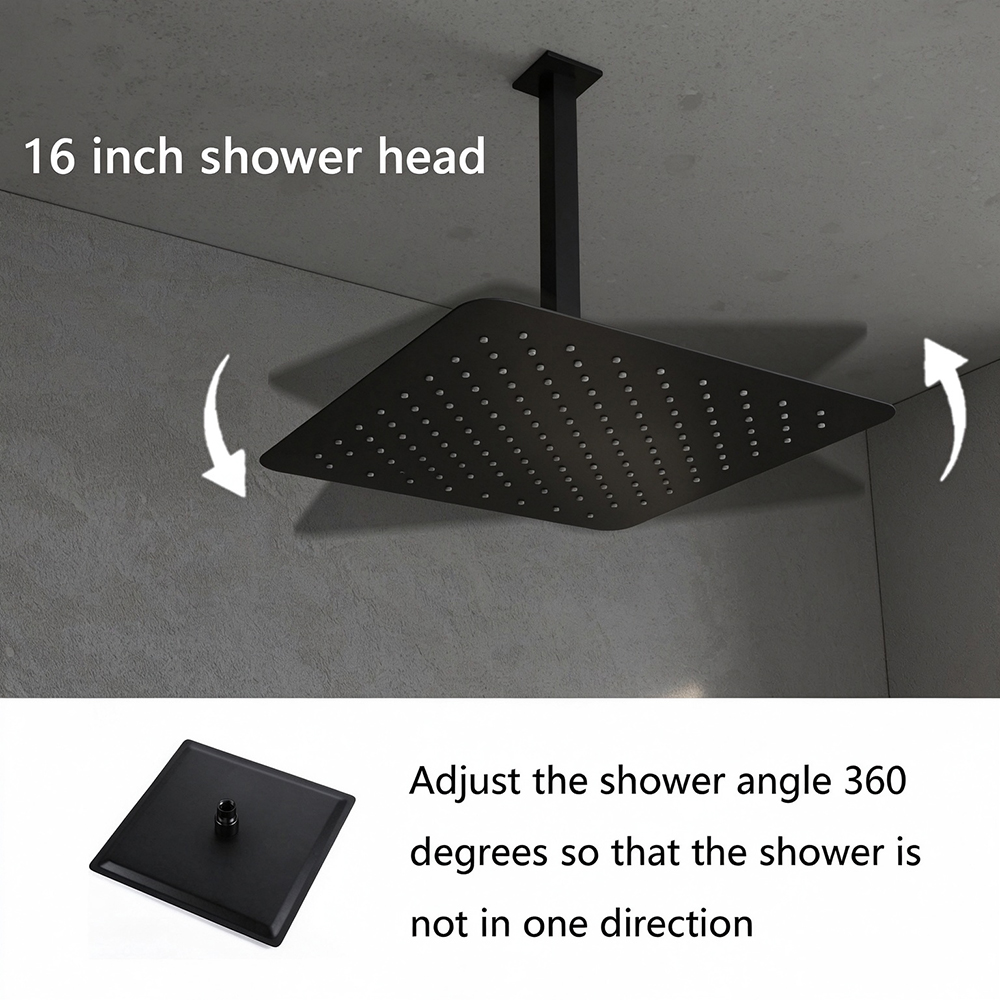 Modern Matte Black Concealed S - Concealed Thermostatic Shower System Set recension och pris