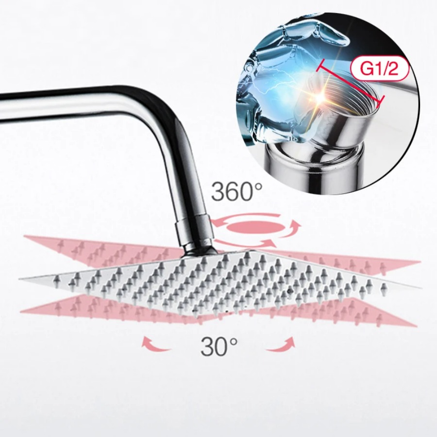 8/10/12/16 Inch 304 Stainless  - Rainfall Shower Head Ceiling Mount 16 Inch recension och pris