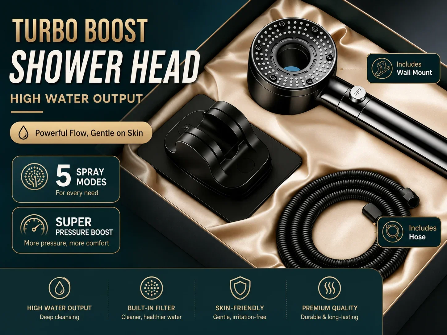 360°Rotation Turbo Fan High Pr - Handheld Shower Head High Pressure Filter recension och pris