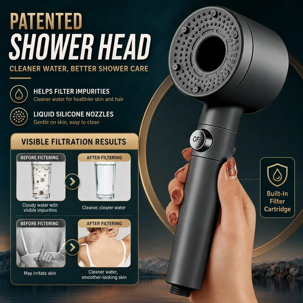 360°Rotation Turbo Fan High Pr - Handheld Shower Head High Pressure Filter recension och pris