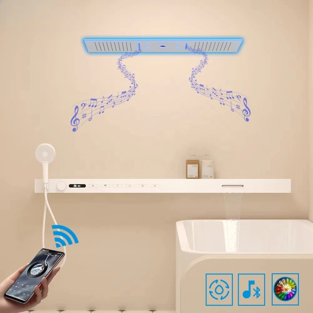 2026 Music Shower Head LED 140 - Led Rainfall Shower Head Waterfall recension och pris