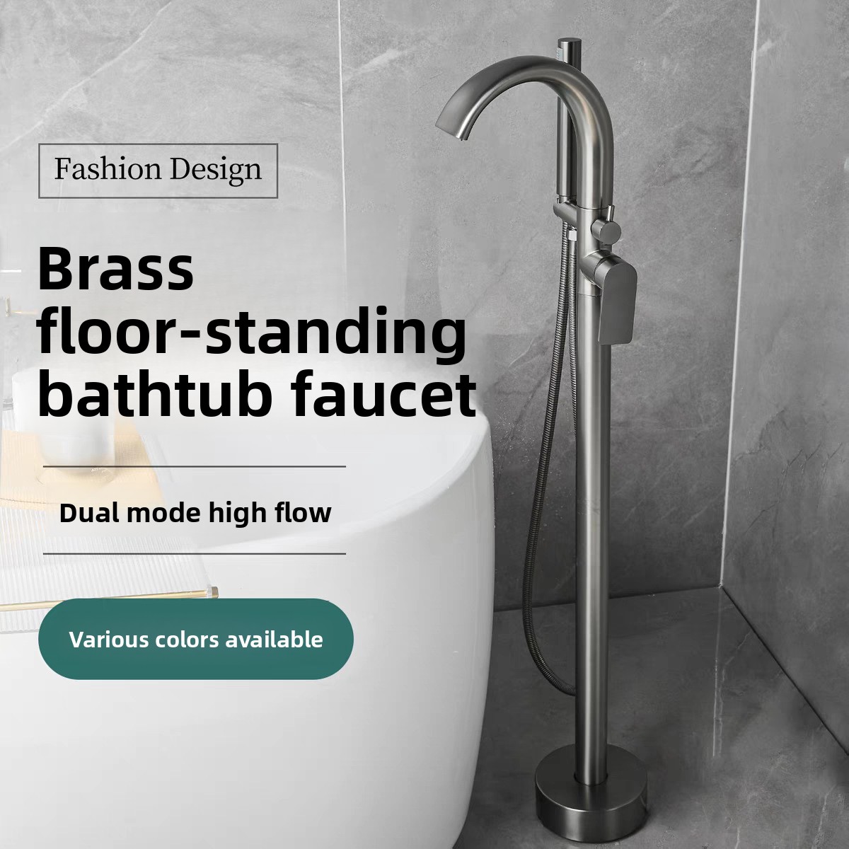 Gun Metal Hot Cold Freestandin - Freestanding Bathtub Filler Faucet Floor recension och pris