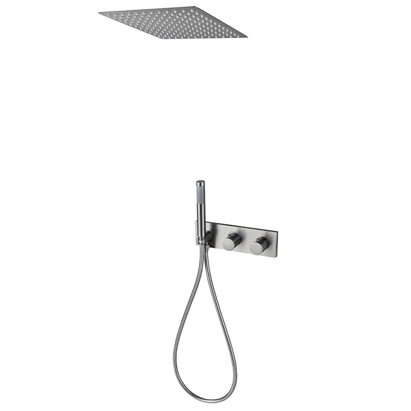 Gunmetal/Brushed Gold/Blk Bath - Concealed Thermostatic Shower System Set recension och pris