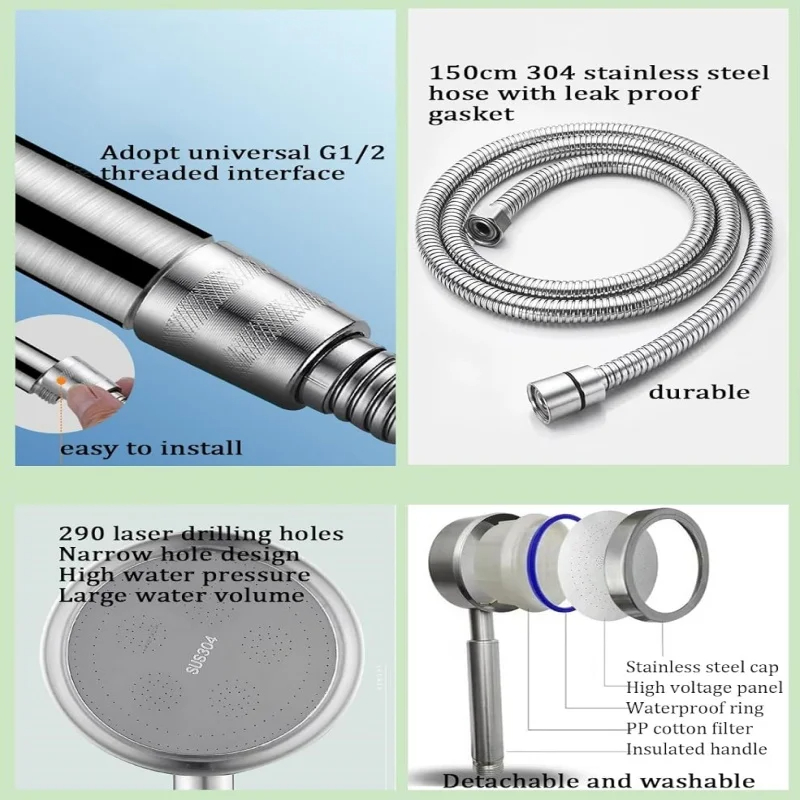 304 Stainless Steel Shower Hea - Handheld Shower Head High Pressure Filter recension och pris
