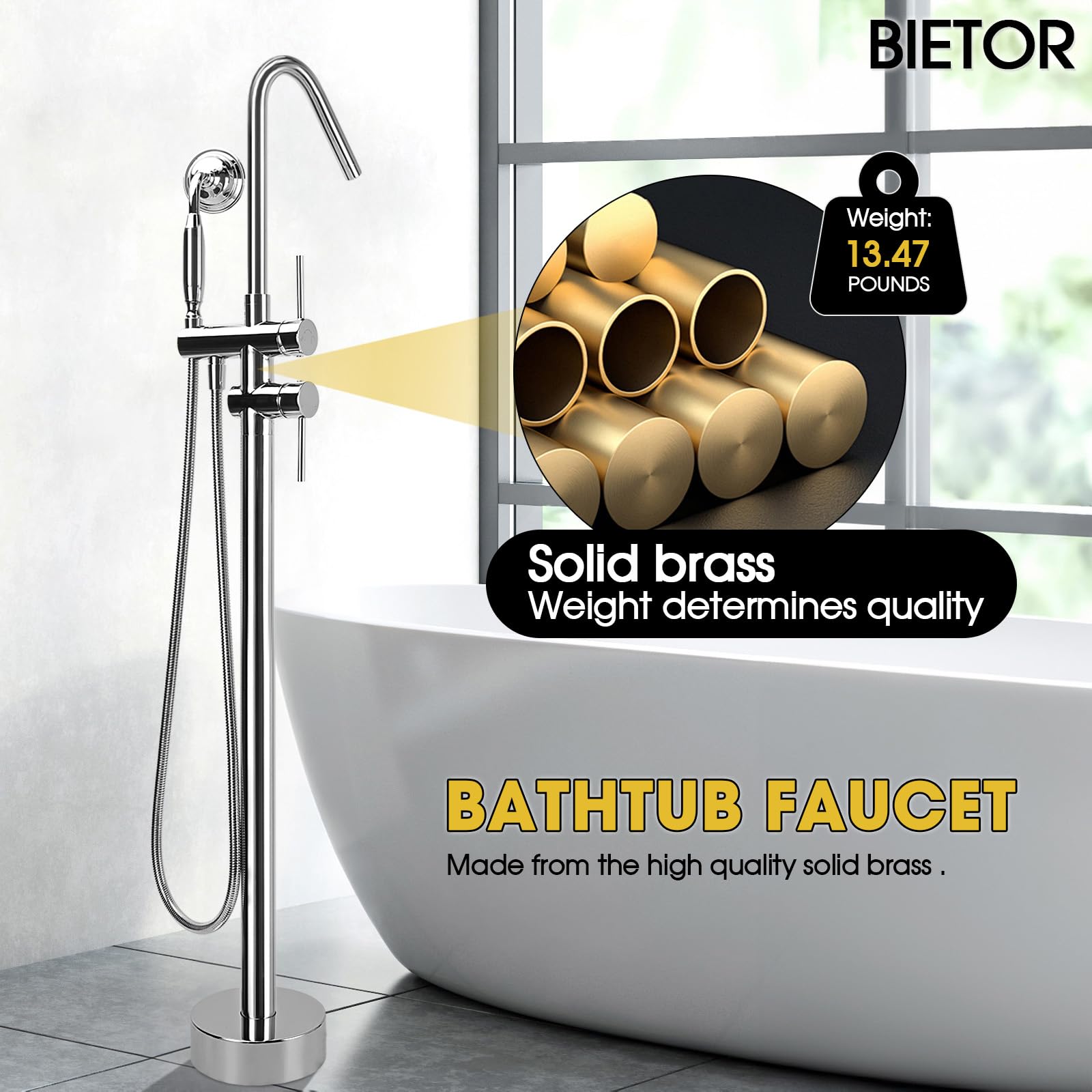 Freestanding Bathtub Faucet, F - Freestanding Bathtub Filler Faucet Floor recension och pris