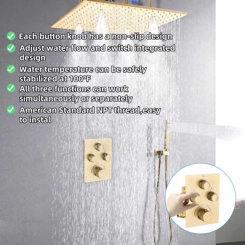 Brass Brass Shower System - 16 - Rainfall Shower Head Ceiling Mount 16 Inch recension och pris