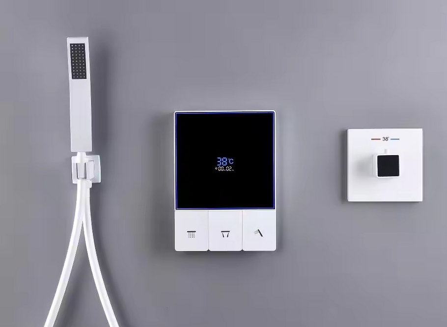 Newest White Solid Brass 3 Way - Thermostatic Mixing Valve Digital Display recension och pris