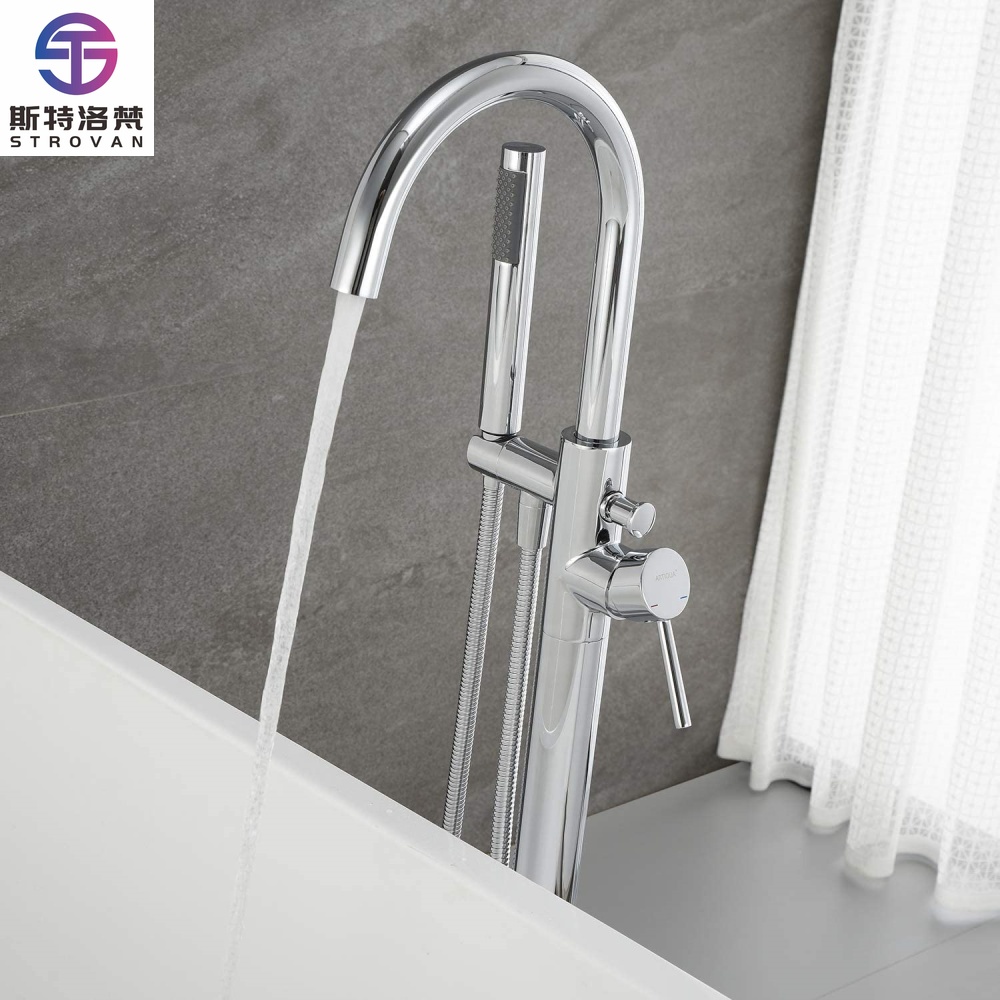 Freestanding Tub Filler Waterf - Freestanding Bathtub Filler Faucet Floor recension och pris