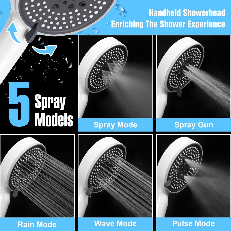 Five Speed Adjustable Shower H - Handheld Shower Head High Pressure Filter recension och pris