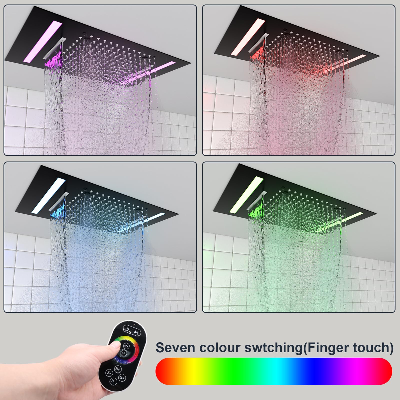 Chrome 304 Stainless Steel 14x - Led Rainfall Shower Head Waterfall recension och pris