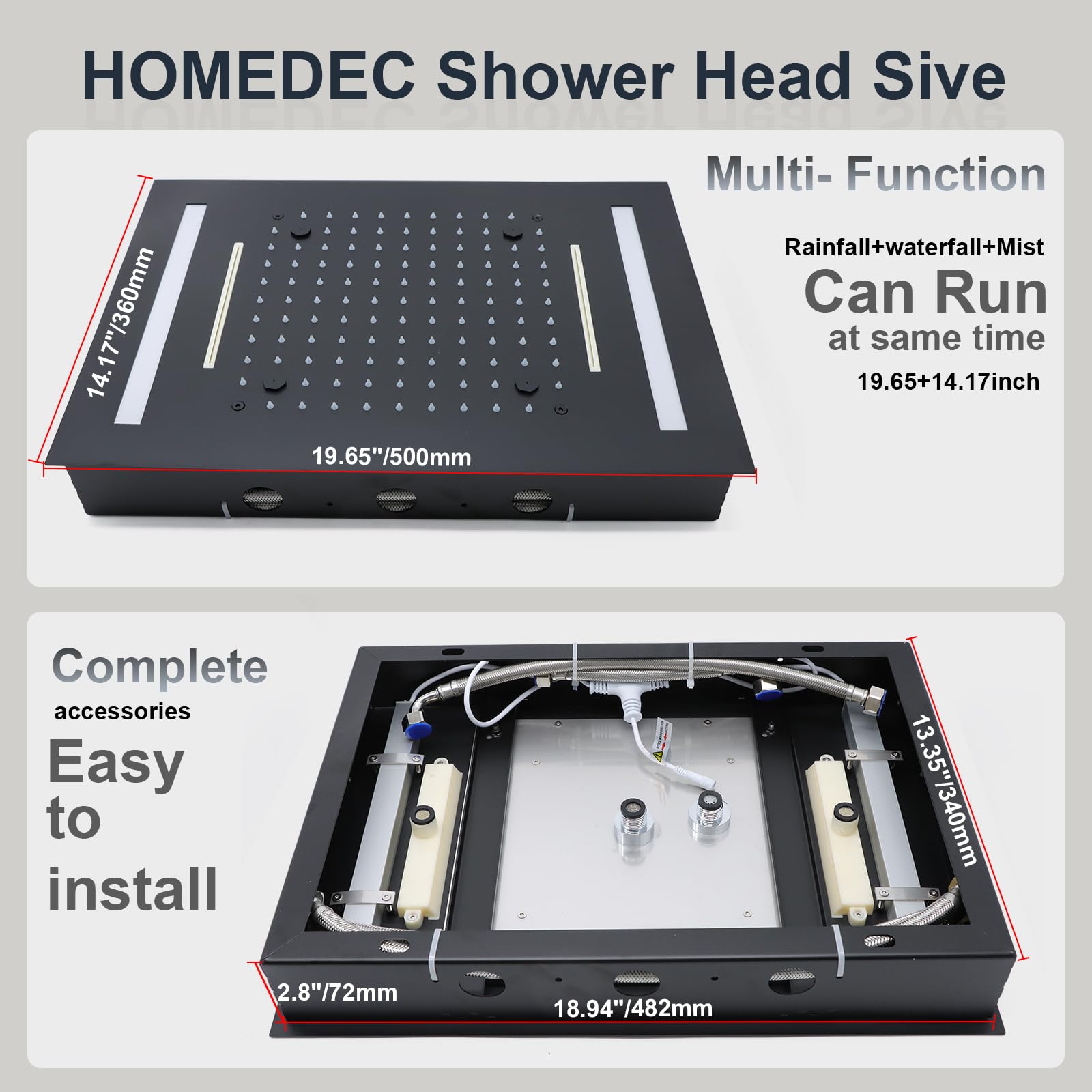 Chrome 304 Stainless Steel 14x - Led Rainfall Shower Head Waterfall recension och pris