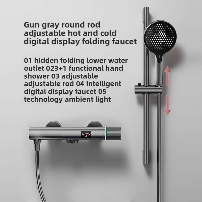 Minimalist Gunmetal Gray Showe - Thermostatic Mixing Valve Digital Display recension och pris