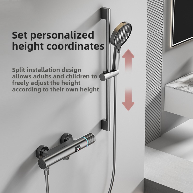 Minimalist Gunmetal Gray Showe - Thermostatic Mixing Valve Digital Display recension och pris
