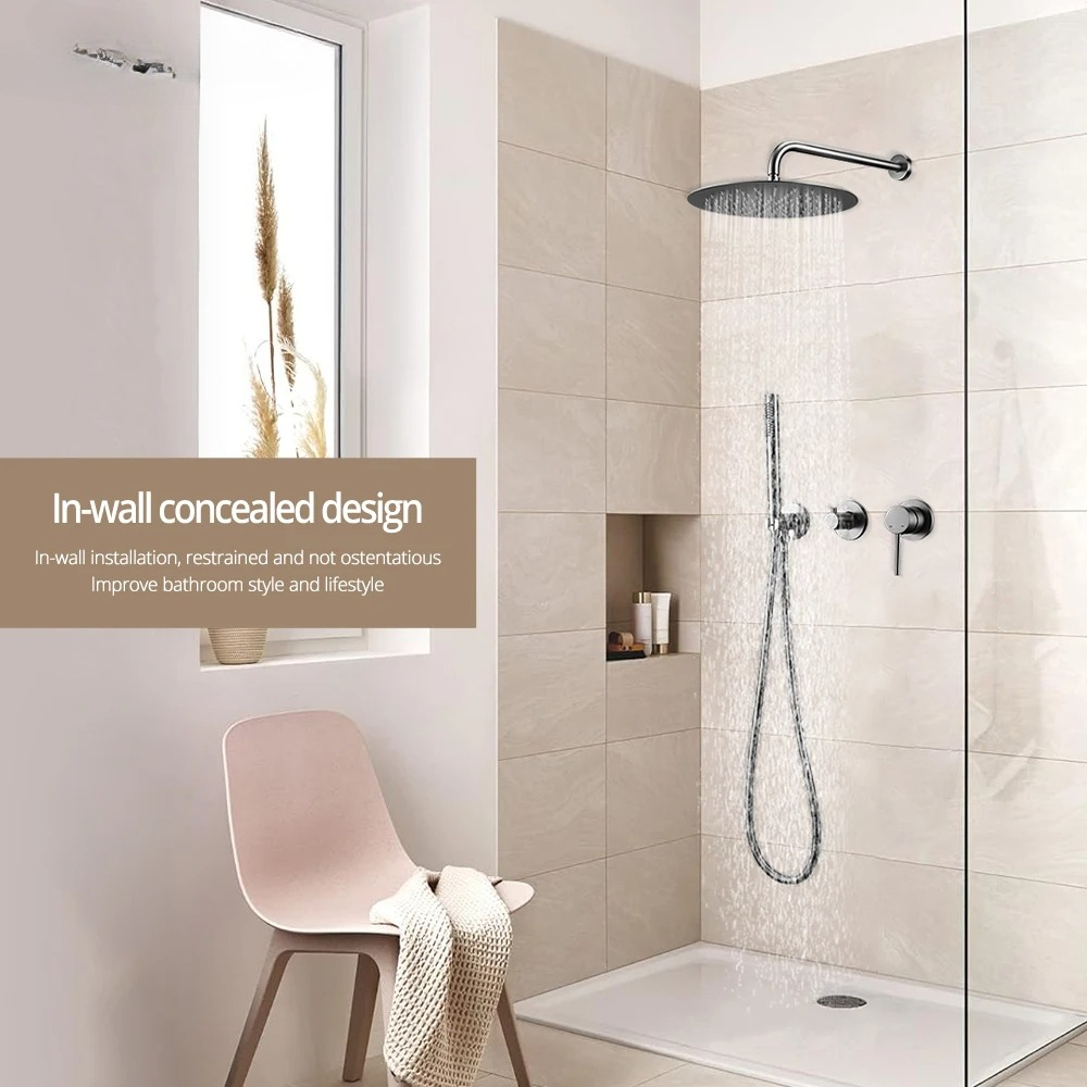 8-16'' Embed Box Wall Mounted  - Shower Arm Ceiling Mount Brass Chrome recension och pris