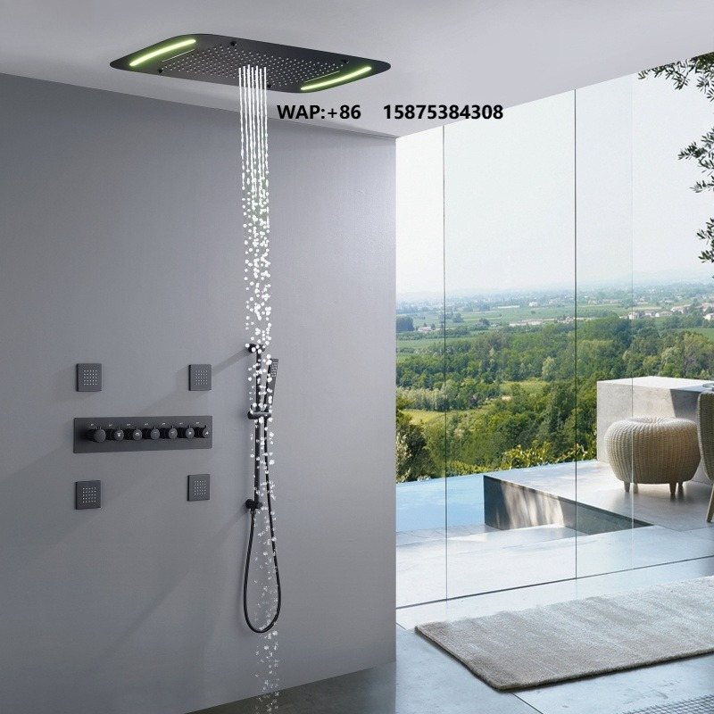 Matte Black 710*430mm LED Show - Led Rainfall Shower Head Waterfall recension och pris