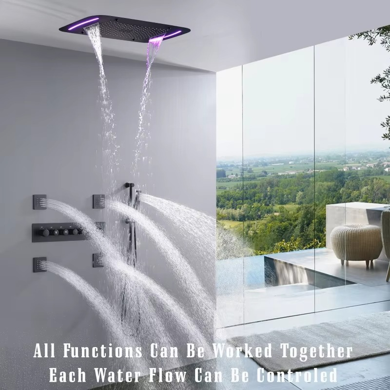 Matte Black 710*430mm LED Show - Led Rainfall Shower Head Waterfall recension och pris