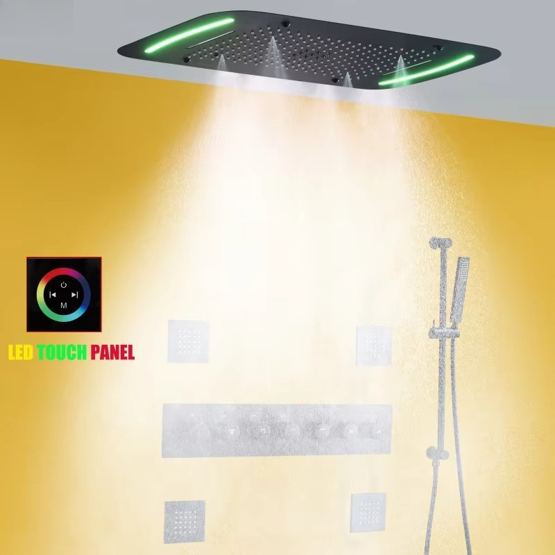 Matte Black 710*430mm LED Show - Led Rainfall Shower Head Waterfall recension och pris