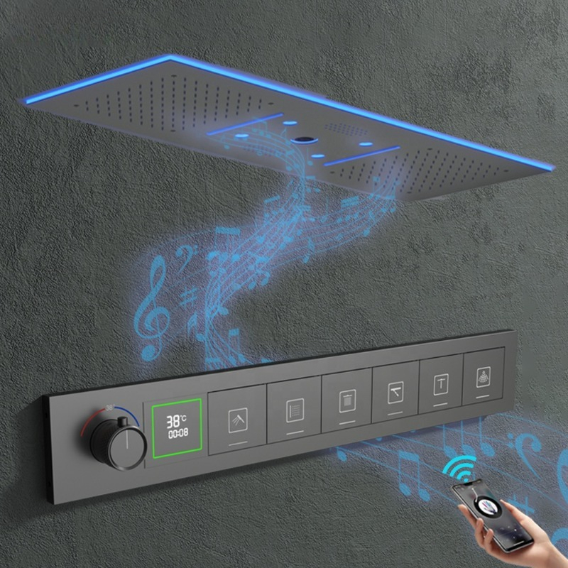 Music Shower Head Bathroom LED - Led Rainfall Shower Head Waterfall recension och pris