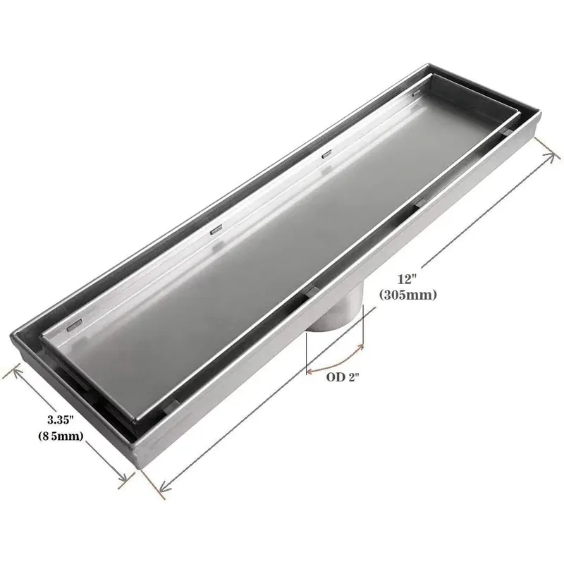 for 12 Inch Rectangular Polish - Linear Shower Drain Stainless 304 Tile In recension och pris