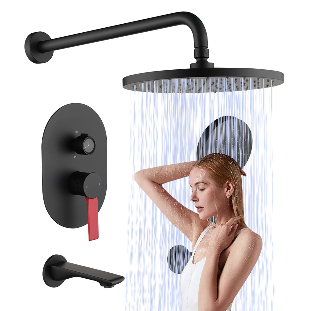 High End Matte Black Concealed - Concealed Thermostatic Shower System Set recension och pris