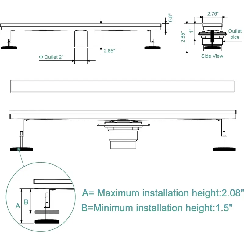 for Modern 304 Stainless Steel - Linear Shower Drain Stainless 304 Tile In recension och pris