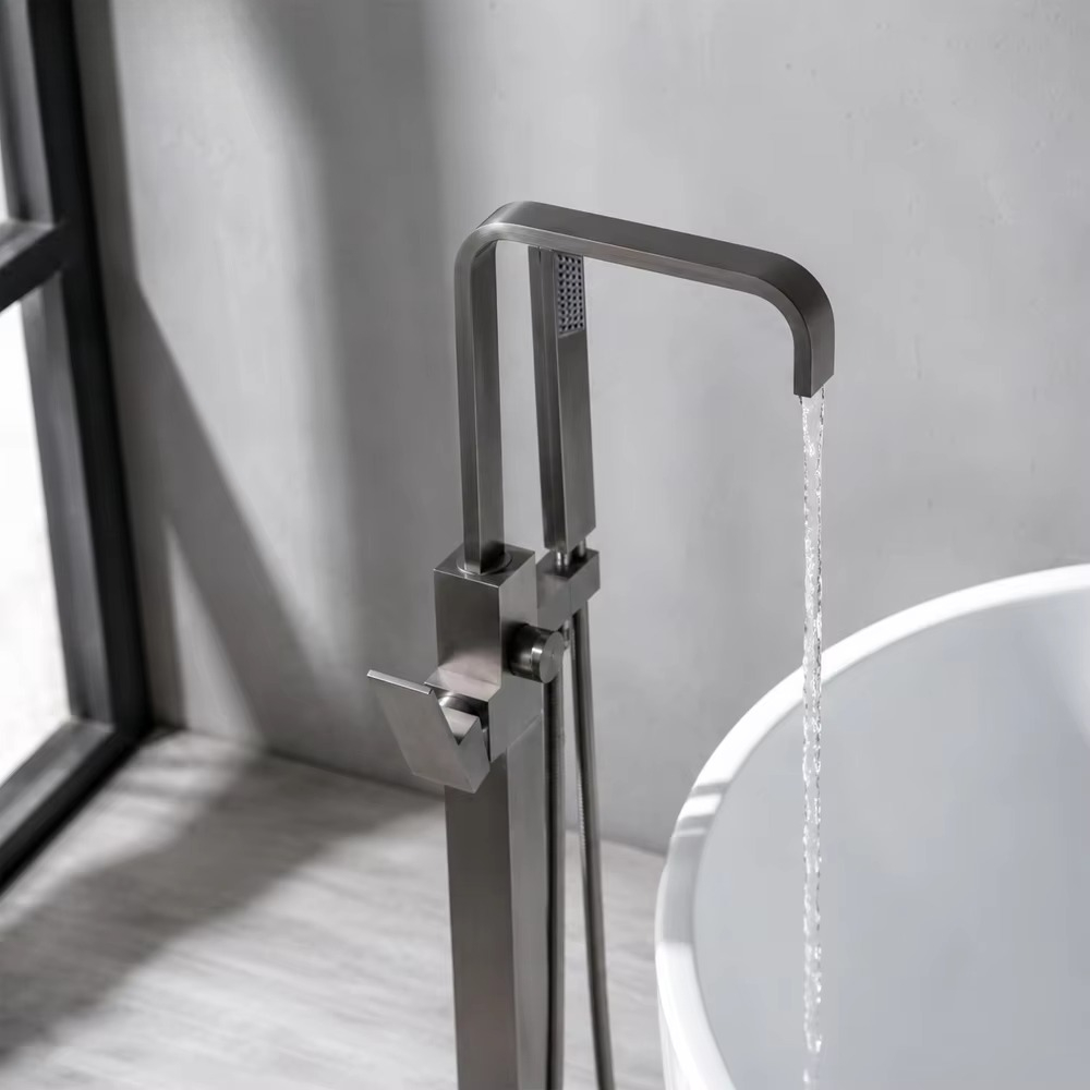 Floor Mounted Bath Mixer Brass - Freestanding Bathtub Filler Faucet Floor recension och pris