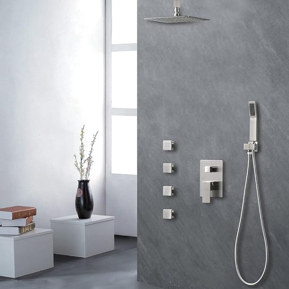 Chrome Black Brass Body Sprays - Shower Body Jet Massage Spray Square recension och pris