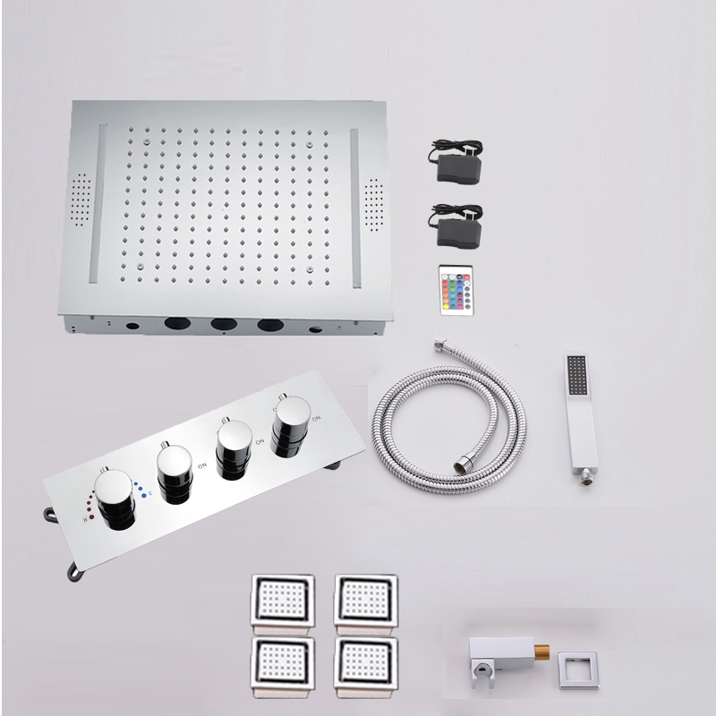Music LED Rain Showerhead Set  - Thermostatic Shower Faucet Valve 3 Way recension och pris