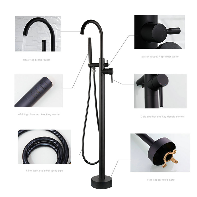 KEMAIDI Golden Plated Bathtub  - Freestanding Bathtub Filler Faucet Floor recension och pris