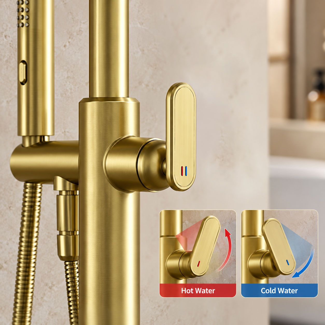 Luxury Freestanding Bathtub Fa - Freestanding Bathtub Filler Faucet Floor recension och pris
