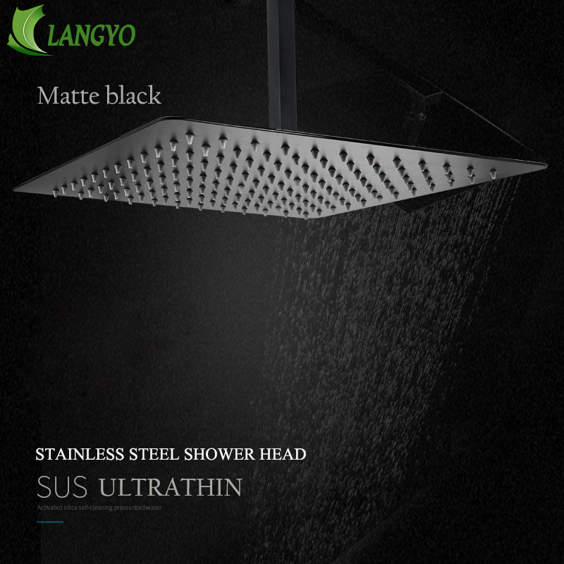 Becola Black Square Rain Stain - Rainfall Shower Head Ceiling Mount 16 Inch recension och pris