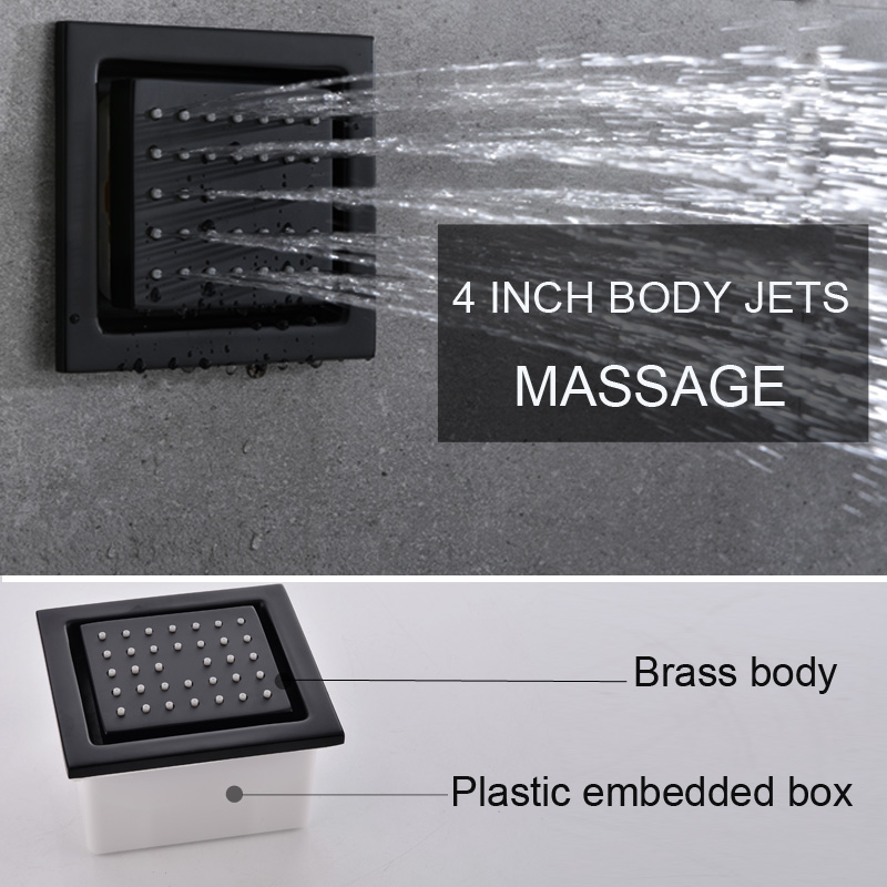 360x500mm Black LED Shower Set - Thermostatic Shower Faucet Valve 3 Way recension och pris