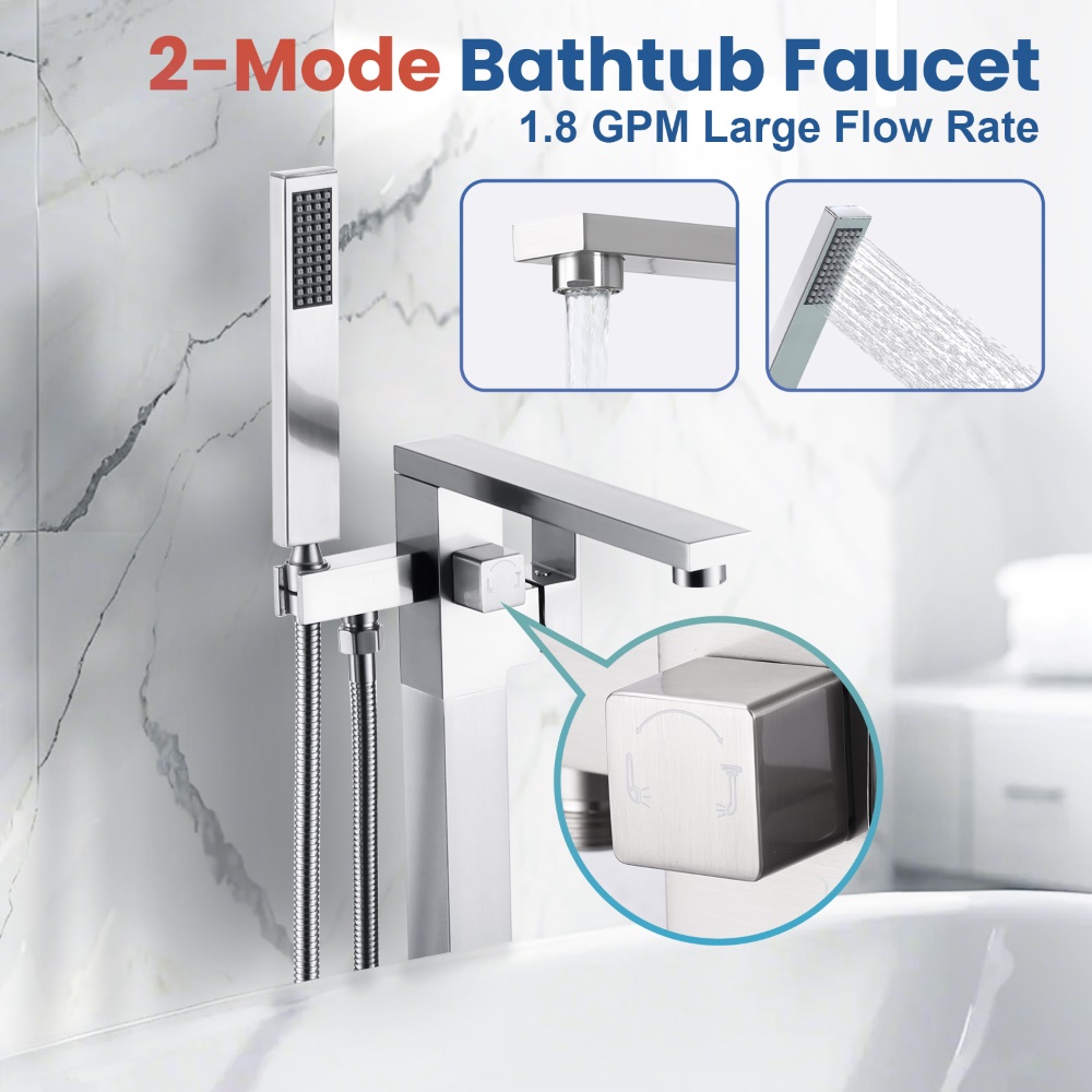 High Flow Tub Filler Faucet wi - Freestanding Bathtub Filler Faucet Floor recension och pris