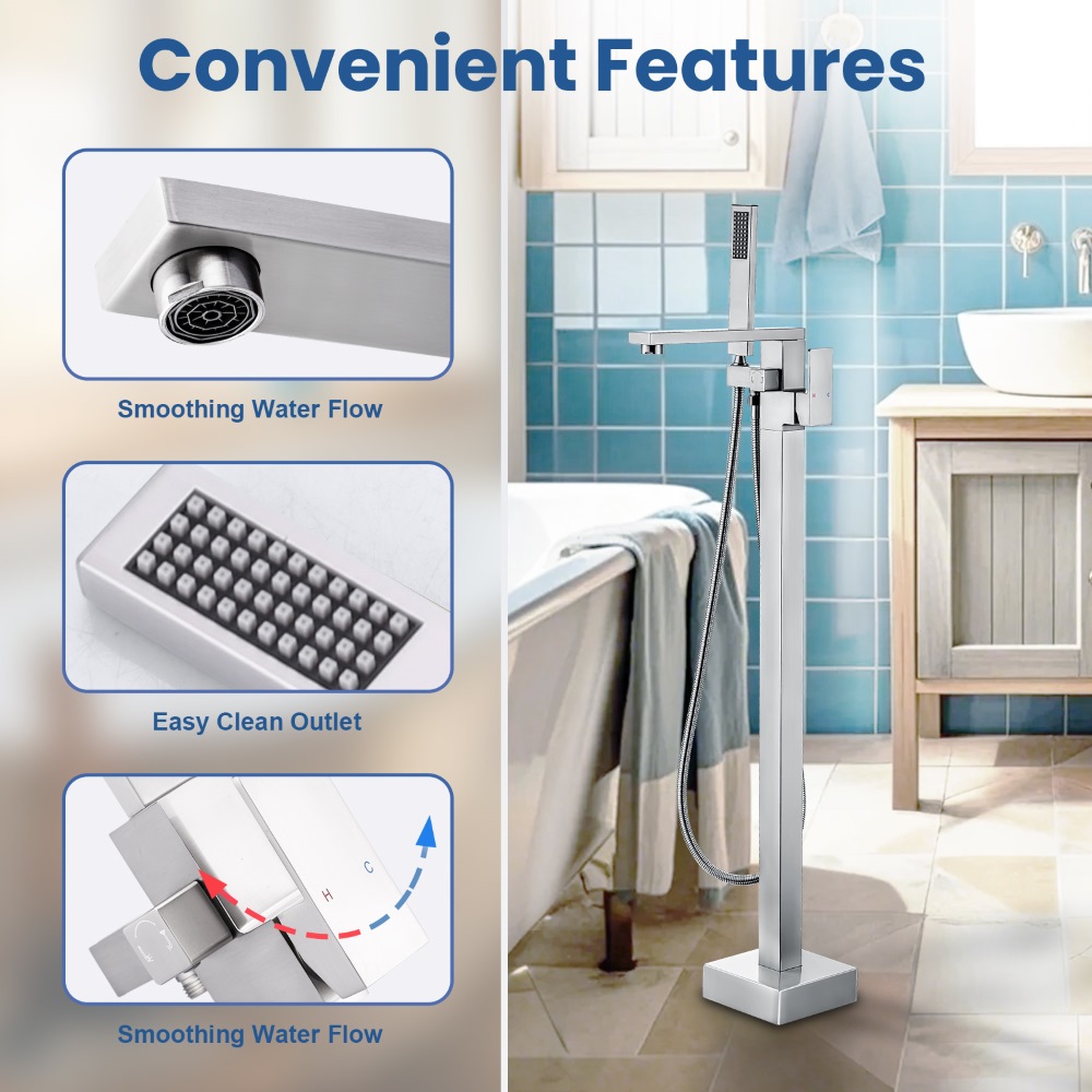 High Flow Tub Filler Faucet wi - Freestanding Bathtub Filler Faucet Floor recension och pris