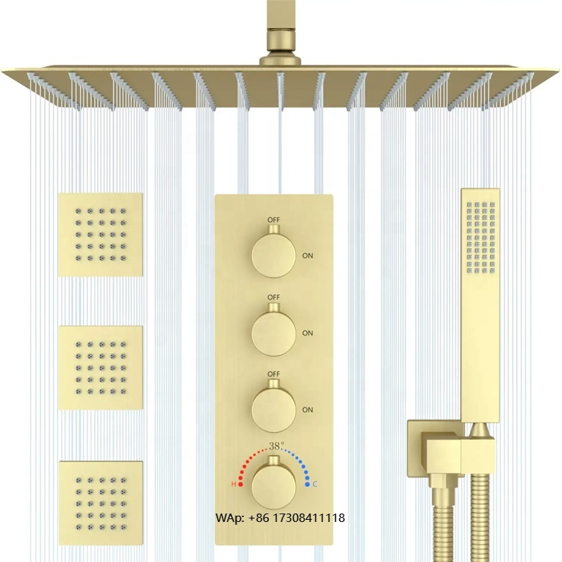 Brushed gold 16 inch concealed - Concealed Thermostatic Shower System Set recension och pris