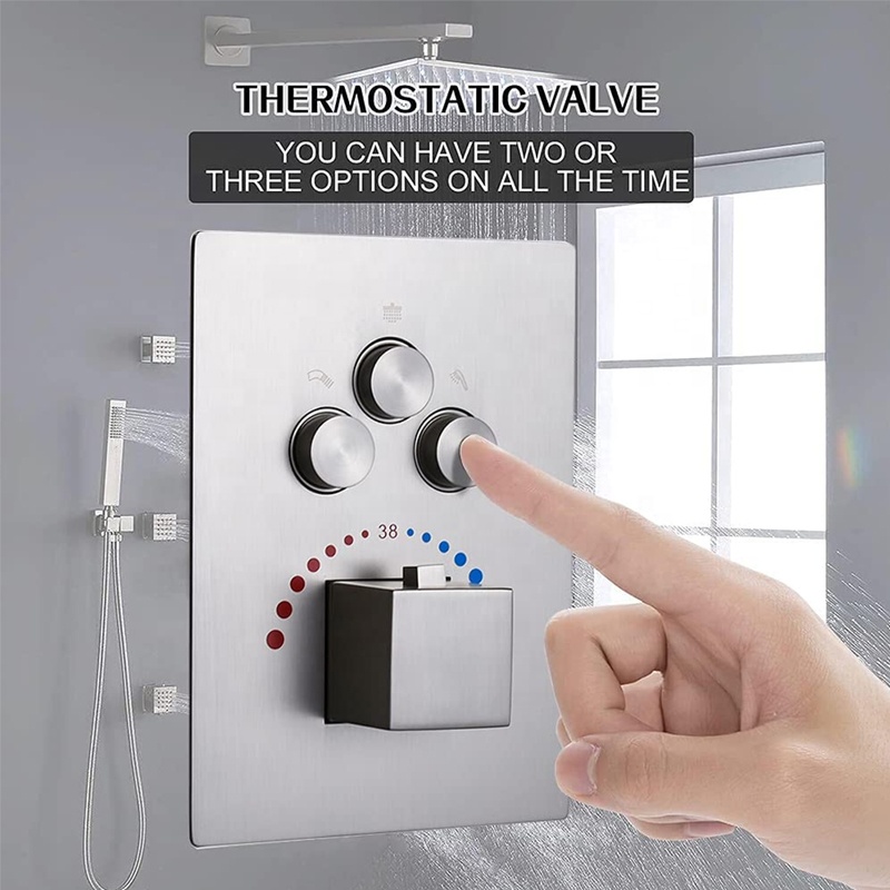 Bathroom Wall Mounted Push But - Thermostatic Shower Faucet Valve 3 Way recension och pris